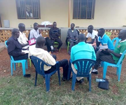 Bible study leaders in group seession during training.
